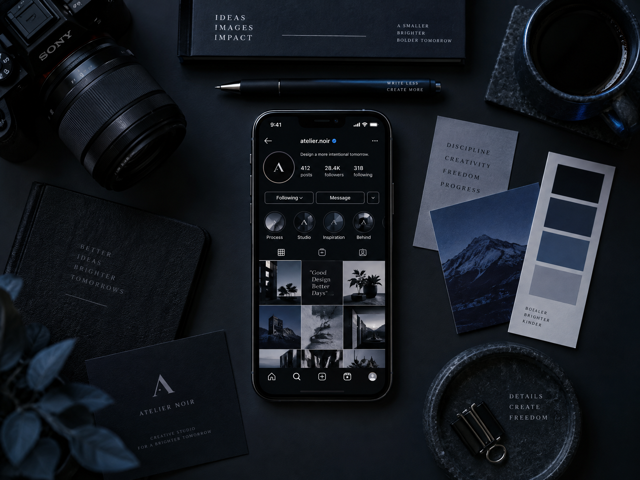 Social media content and post designs on a phone